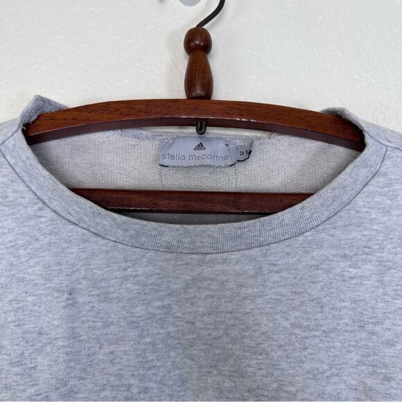Stella McCartney x Adidas Cropped 3/4 Sleeve Sweatshirt in Heather Gray Size XS - Picture 5 of 7